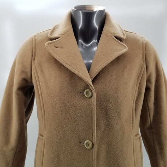LL Bean Coat Womens  Brown 100% Lambswool Long Button Up Jacket Heavyweight 12 - Picture 3 of 13